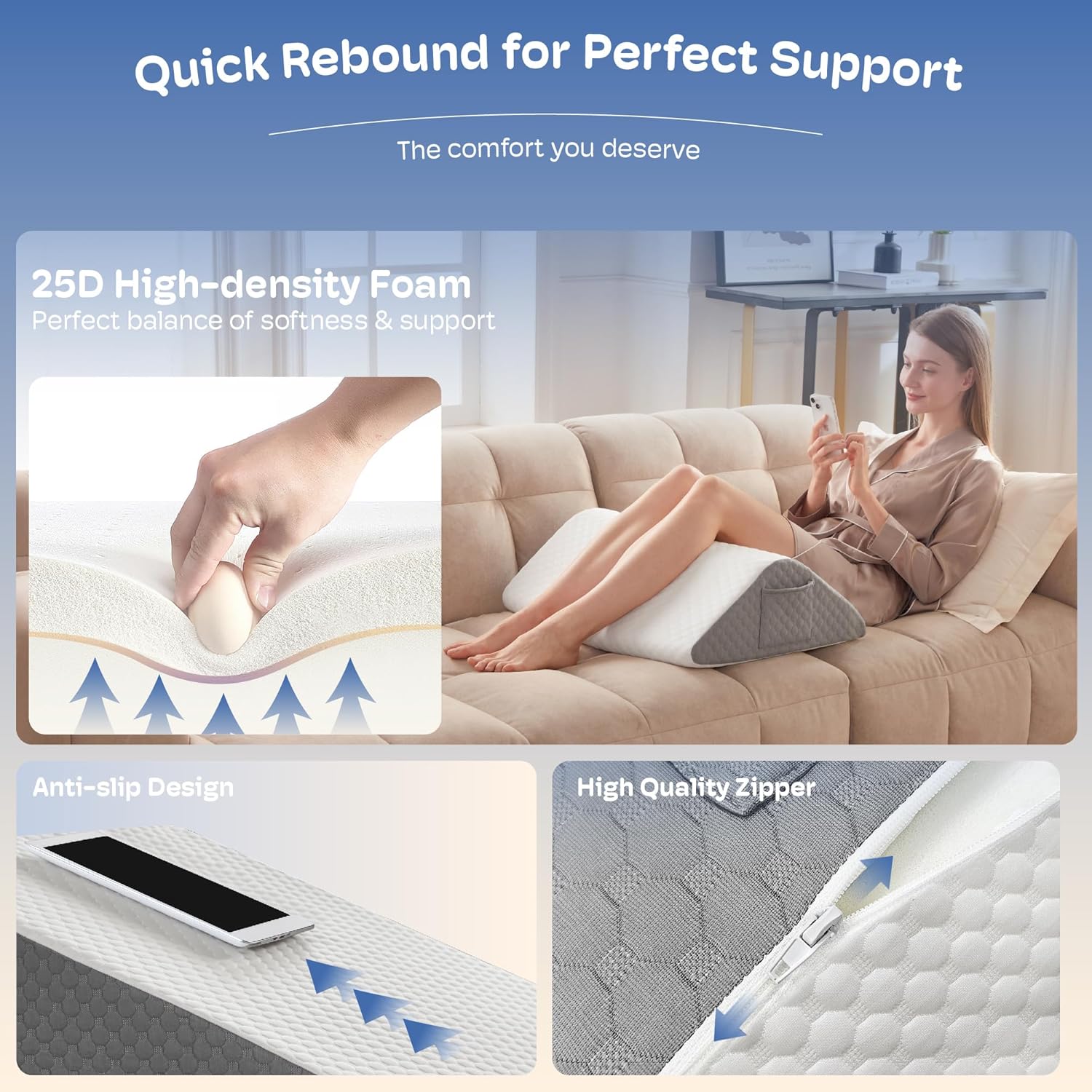 Simpledad Leg Elevation Pillows for After Surgery Knee Wedge Pillow for Back Sleeping, Leg Wedges for Elevation Swelling Blood Circulation…