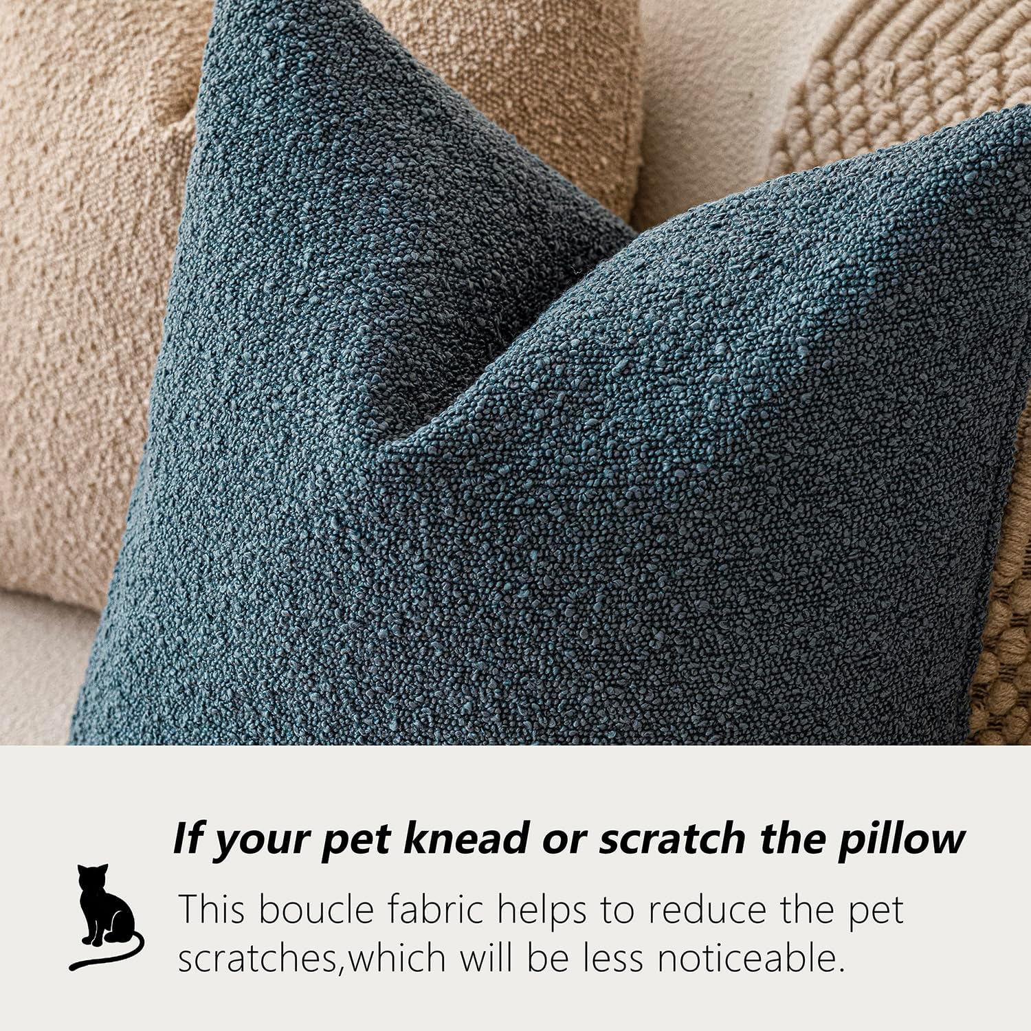 Foindtower Decorative Boucle Throw Pillow Covers Accent Solid Pillow Cases Cozy Soft Textured Couch Cushion Case for Chair Sofa Bedroom…