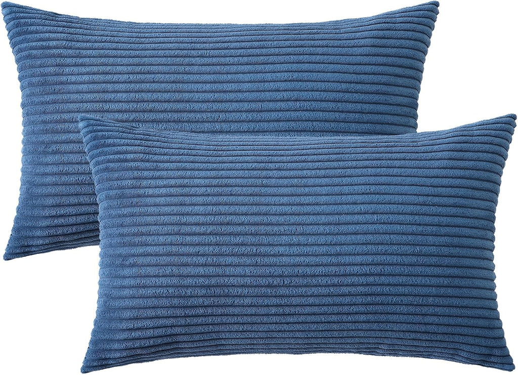 Mecatny Corduroy Summer Decorative Throw Pillow Covers 12x20 Set of 2 for Sofa Living Room, Soft Neutral Boho Couch Pillow Covers for…