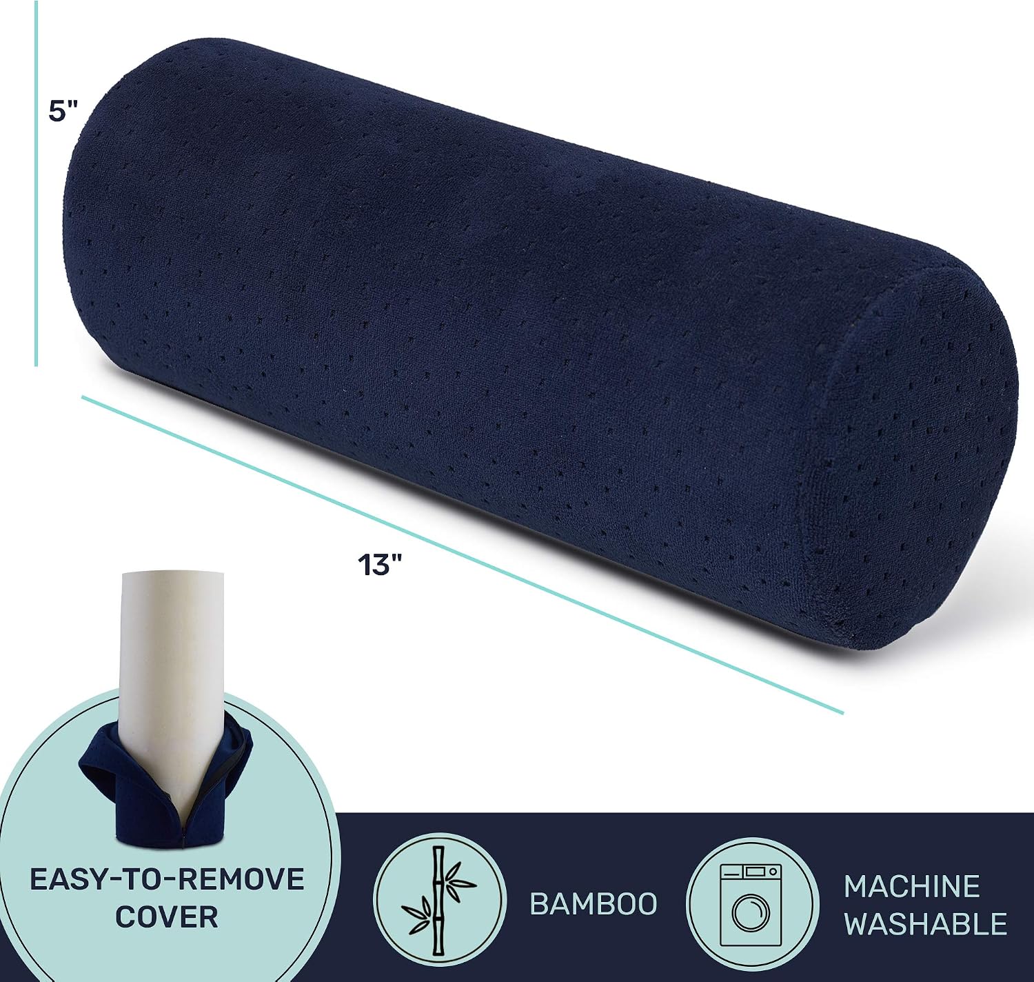 AllSettHealth AllSett everyday comfort Round Cervical Roll Cylinder Bolster Pillow with Removable Washable Cover, Ergonomically Designed…