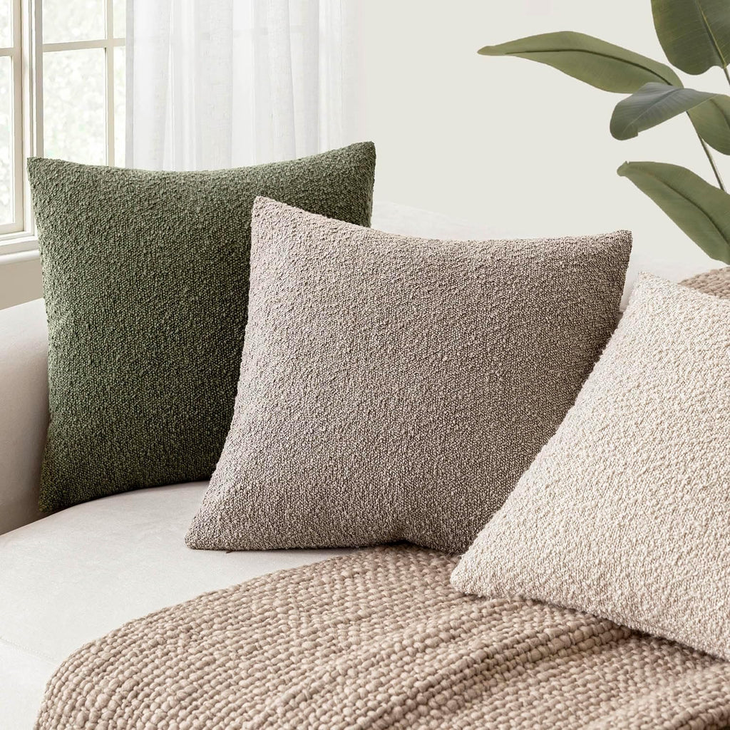 Foindtower Decorative Textured Boucle Throw Pillow Covers Accent Solid Pillow Cases Neutral Soft Cozy Couch Cushion Case for Chair Sofa…