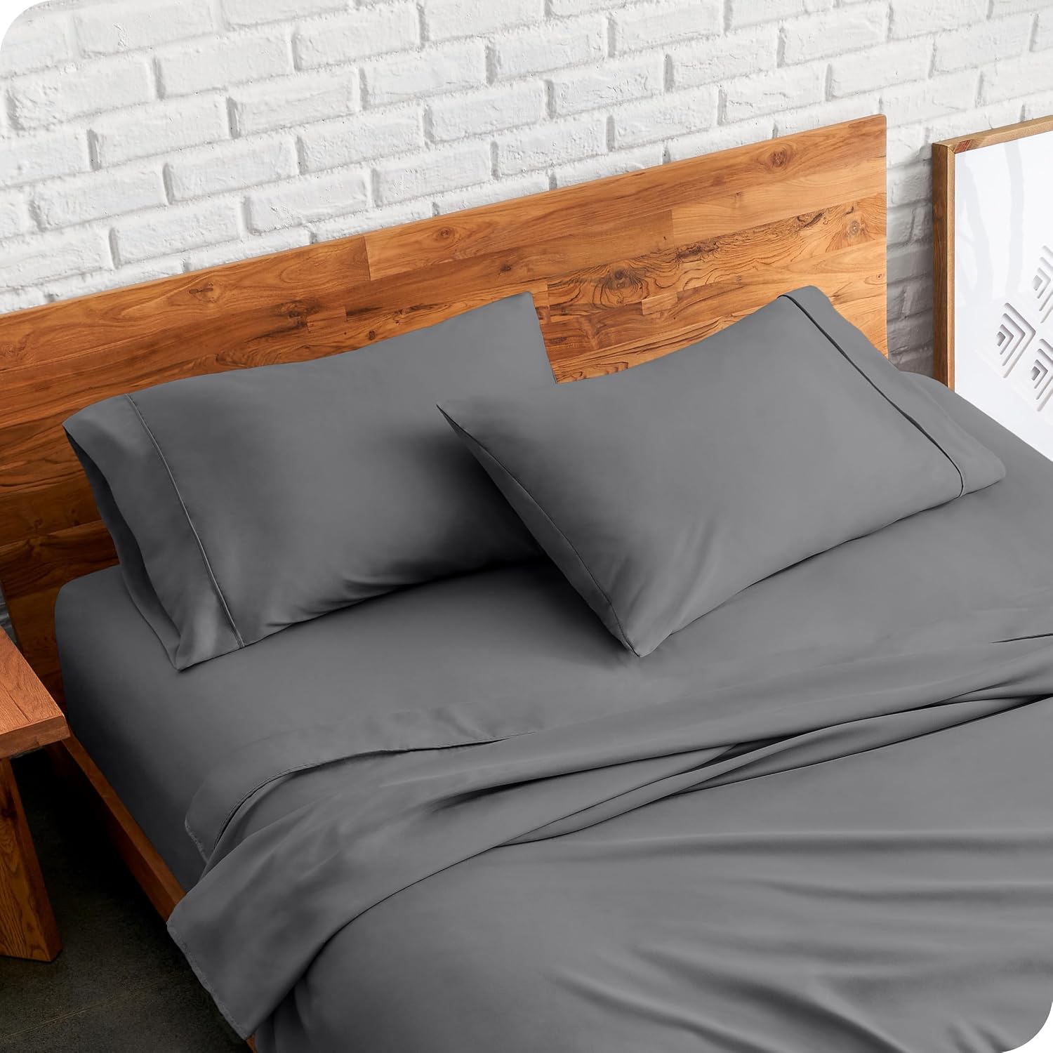 BareHome Bare Home Microfiber Pillow Cases - Standard/Queen Size Set of 2 Cooling Pillowcases Double Brushed Grey Pack easy maintenance…