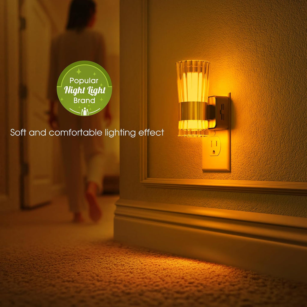 Briignite Night Light, Night Lights Plug into Wall, LED Amber NightLight with Dusk to Dawn Auto Light Sensor, 0-100LM Adjustable…