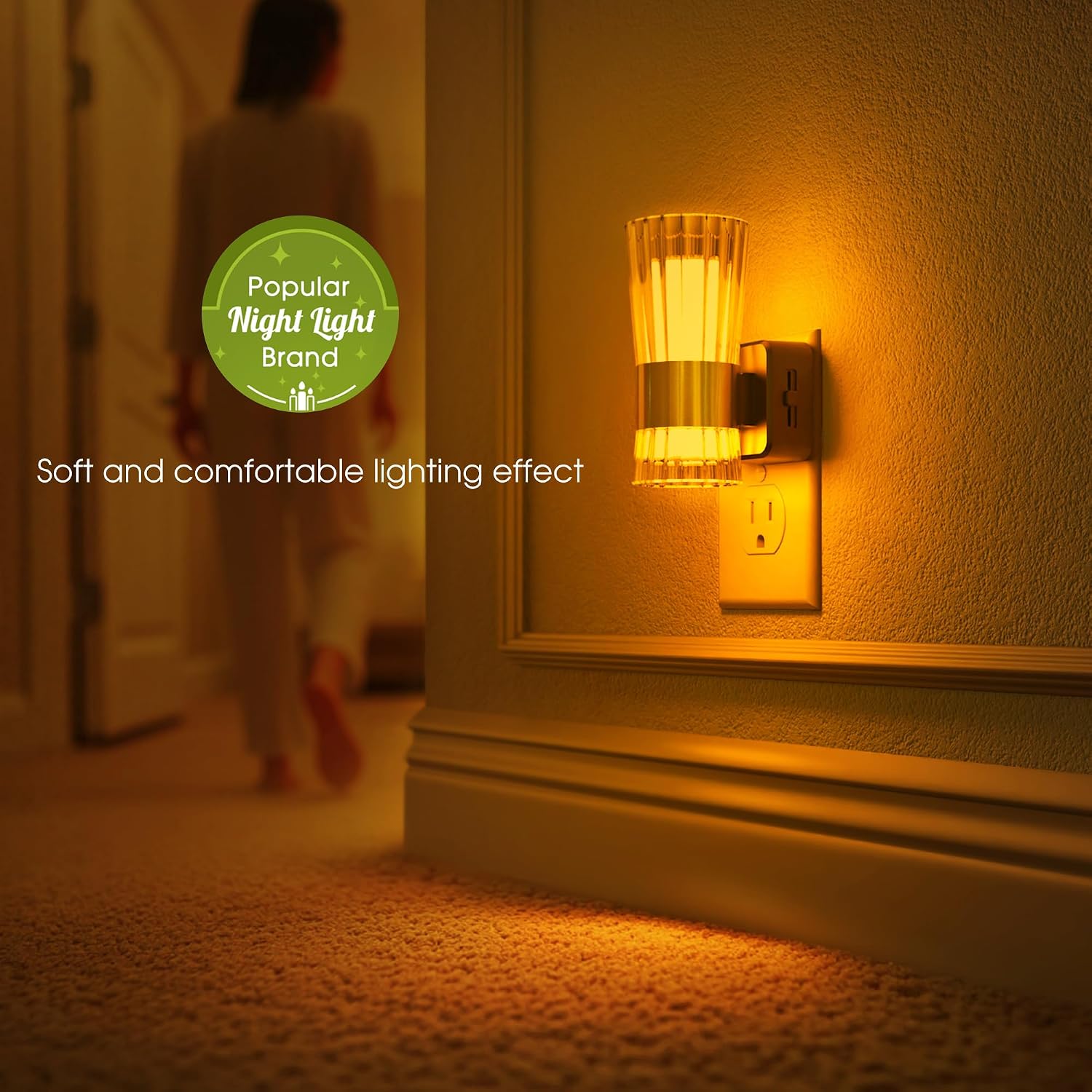 Briignite Night Light, Night Lights Plug into Wall, LED Amber NightLight with Dusk to Dawn Auto Light Sensor, 0-100LM Adjustable…