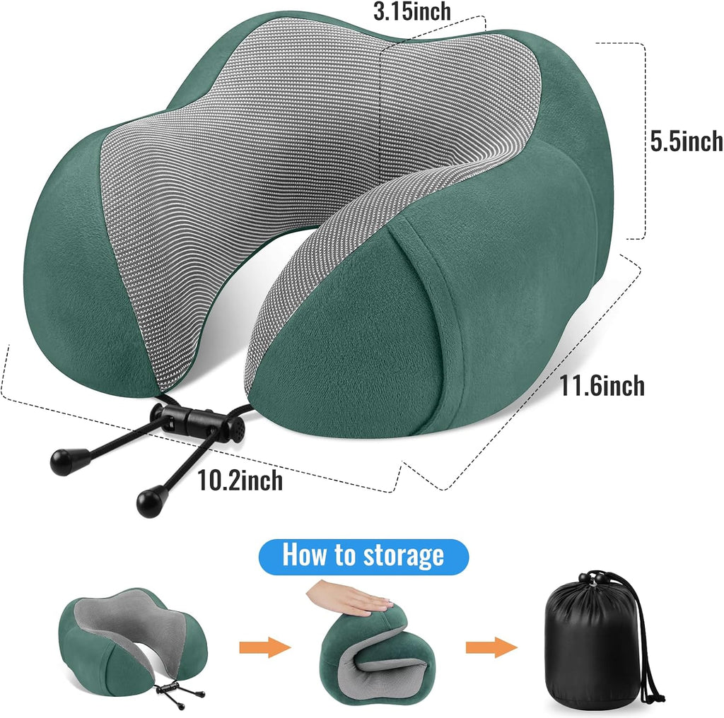 CloudBliss Travel Pillow Premium Memory Foam, Comfortable & Supportive Neck Pillow, Neck Pillows for Sleeping Travel, Airplane Pillow for…