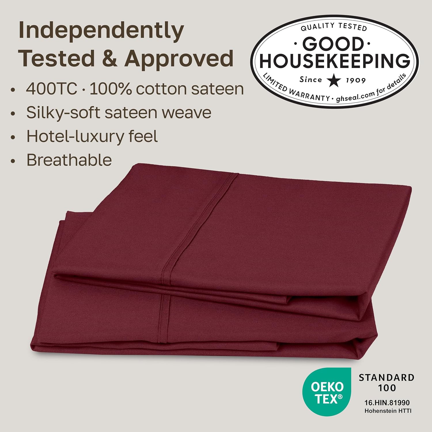 CaliforniaDesignDen California Design Den Standard Queen Size Pillowcase Set - 400 Thread Count, 100% Cotton Sateen, Set of 2 Pillow Covers…