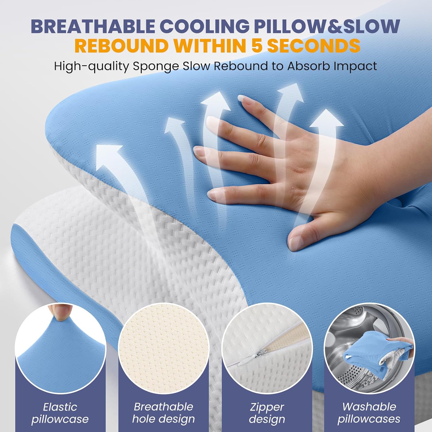 A-Pce Cervical Neck Pillow for Neck and Shoulder, Odorless Memory Foam Pillows & Soft Silk Cover, Ergonomic Orthopedic Neck Support…