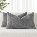 decorUhome Chenille Dark Grey Throw Pillow Covers 12x20 Inch Set of 2, Decorative Soft Couch Pillow Covers Solid Dyed Accent Velvet Farmhou…