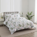 Puralens Tropical Pink Floral Percale Duvet Cover, King Green Palm Leaf Reversible Zipper Duvet Cover Set, Daisy Patterned 100% Cotton Soft…