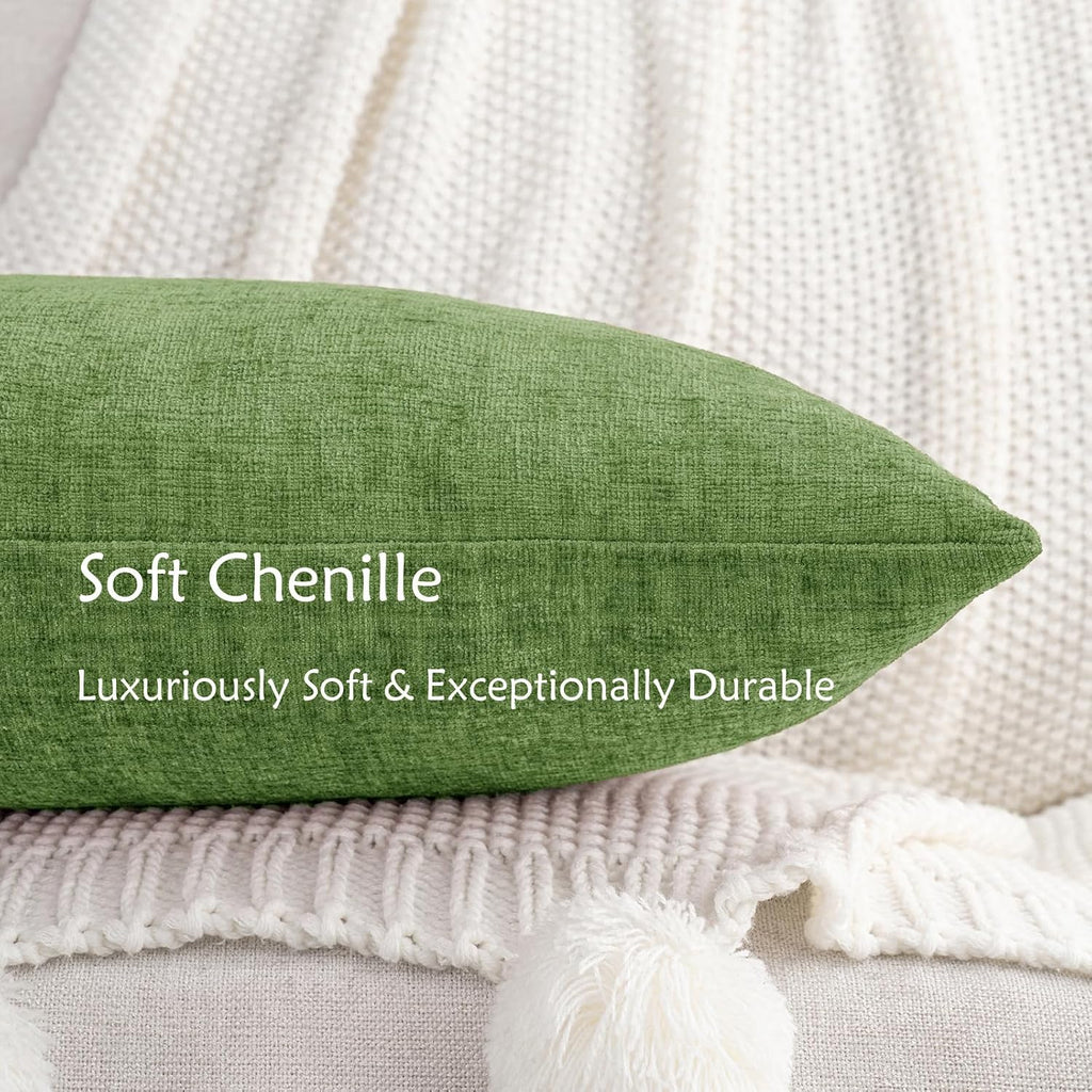 Hwy50 HWY 50 Forest Green Couch Pillow Covers 22x22 Inch Pack of 2, Soft Chenille Decorative Throw Pillow Cases Farmhouse for Spring Sofa L…