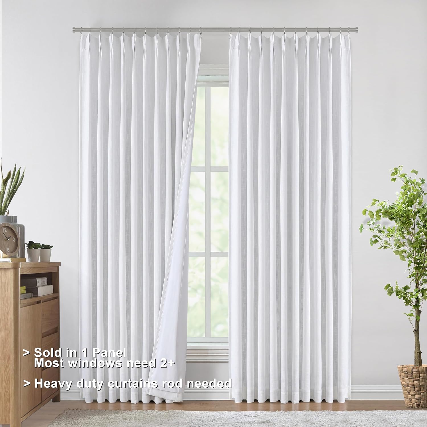 VisionHome Vision Home White Pinch Pleated Full Blackout Curtains 60 inch Wide Thermal Insulated Window Panels 95 inch for Living Room Bedr…