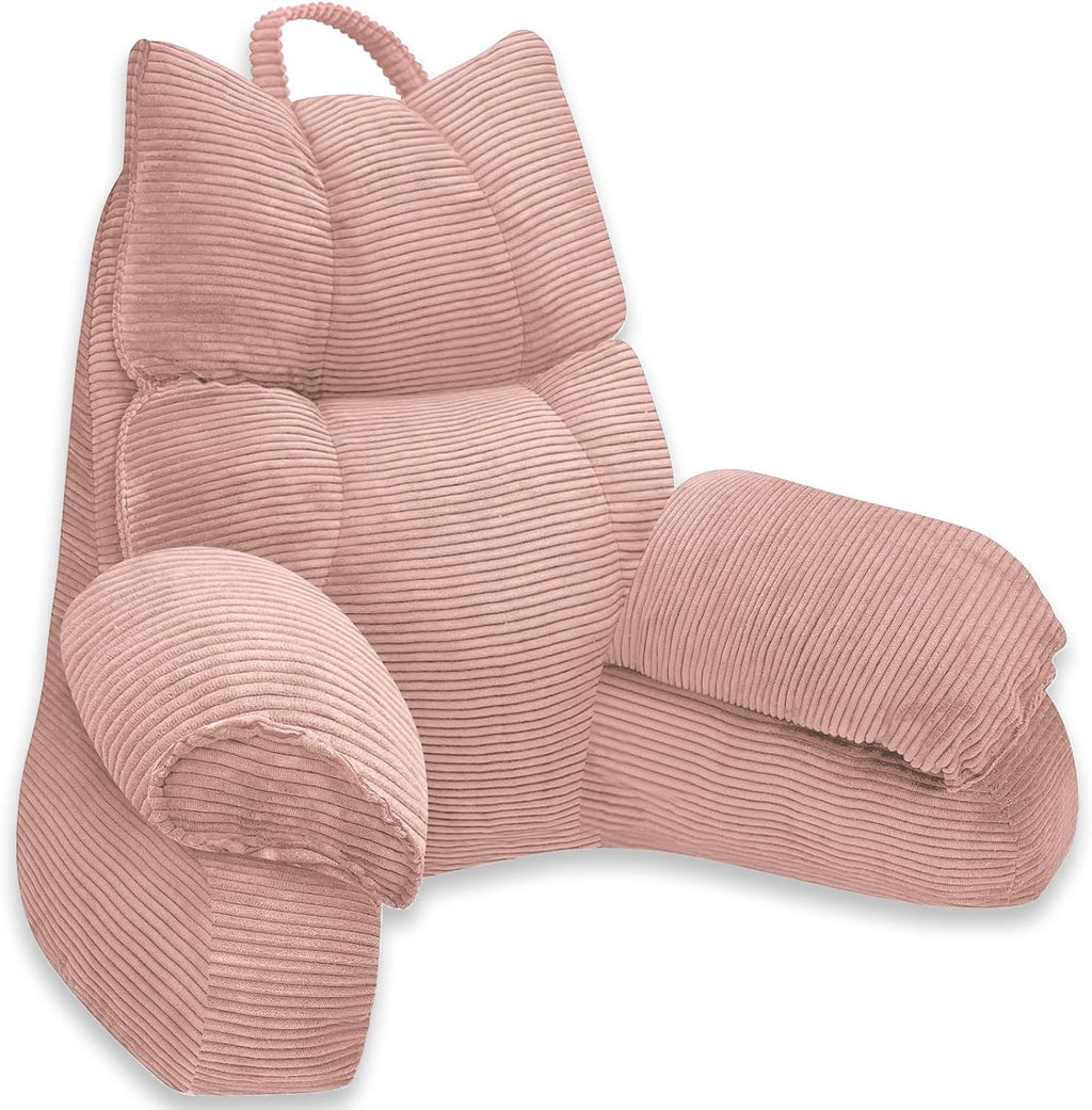 RRPAHWTV Reading Pillow for Bed with High Arm Rests, Back Support Pillow for Sitting Up in Bed with Shredded Memory Foam for Reading, TV…