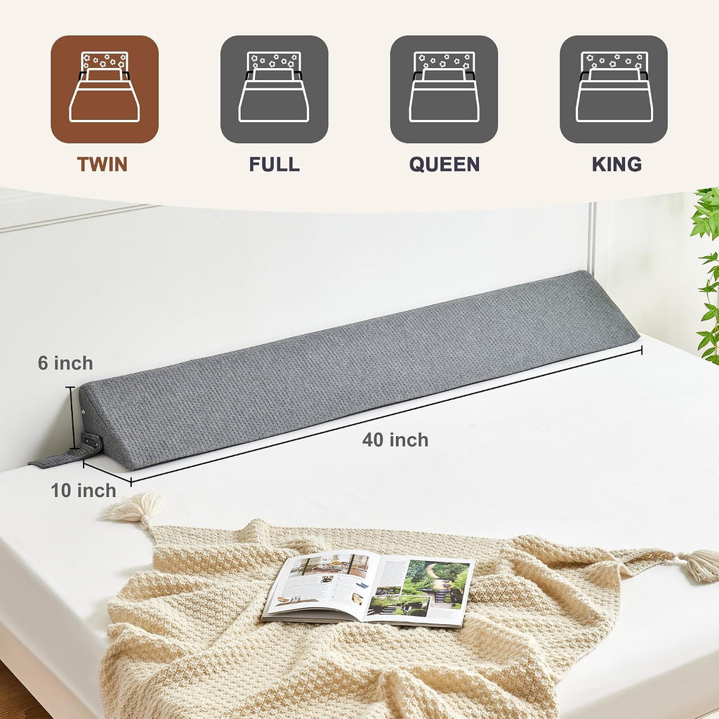 IFNOW Twin Size(40"x6"x10") Bed Wedge Pillow for Headboard, Mattress Gap Filler(0-8"), Bed Wedge for Gap Between Your Headboard and…