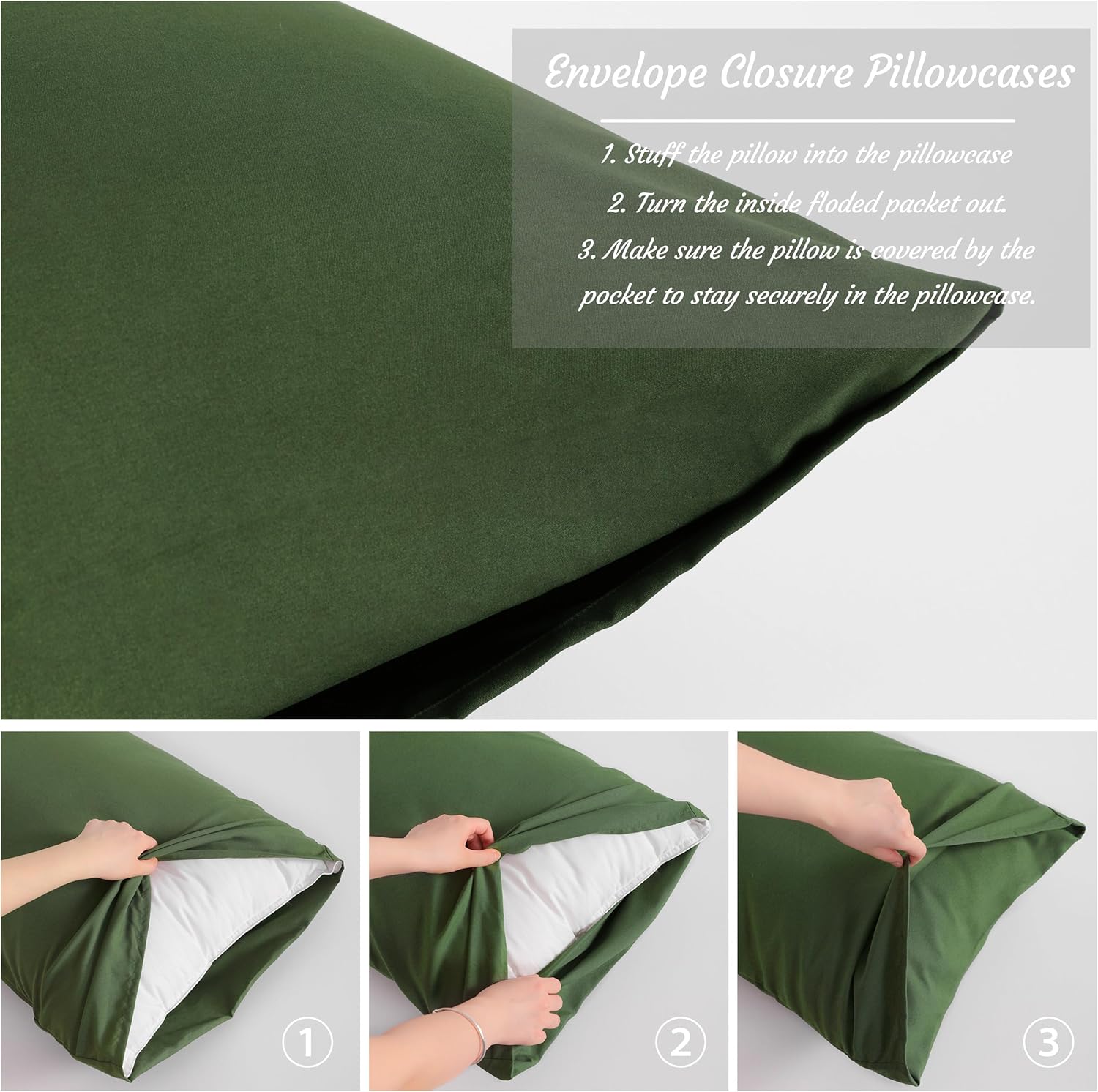 Ntbay King Pillow Cases Set of 2, 2 Pack Brushed Microfiber 20x36 Pillow Cases, Soft, Wrinkle, Fade, Stain Resistant Olive Green Pillow Cas…