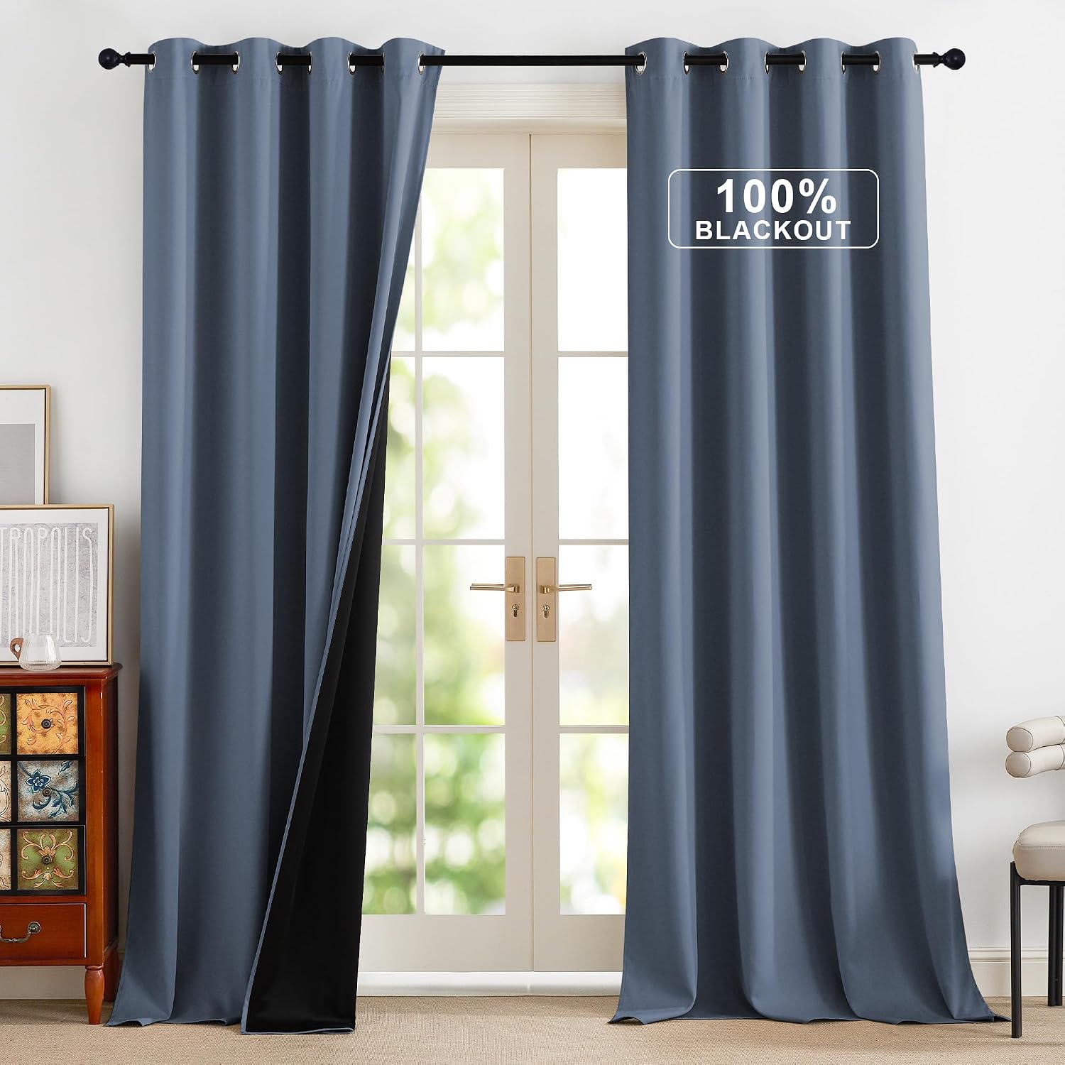 NICETOWN 100% Blackout Curtains 90 Inch Length for Bedroom, Privacy Thermal Insulated Grommet Room Darkening Window Drapes for Living…