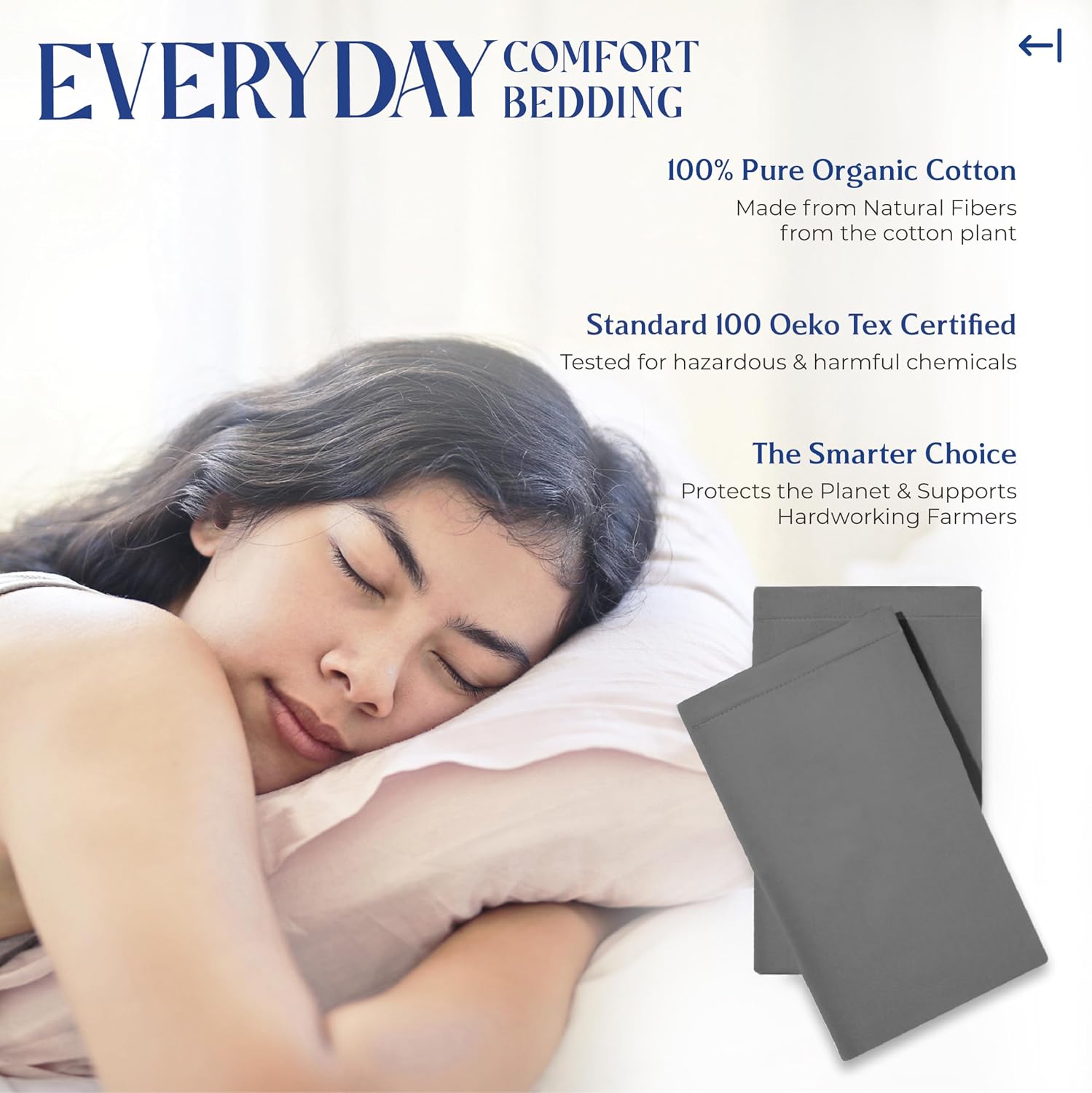 Mayfair Linen 100% Organic Cotton Percale Pillow Cases Queen/Standard Size Set of 2 - Percale Pillowcovers Standard/Queen (Dark Grey)…