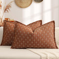 Zwjd Fall Pillow 12x20 Pillow Covers Set of 2 Soft Polyester Textured Rust Pillow Covers with Stylish Flange Edge Cozy Farmhouse Throw Pill…
