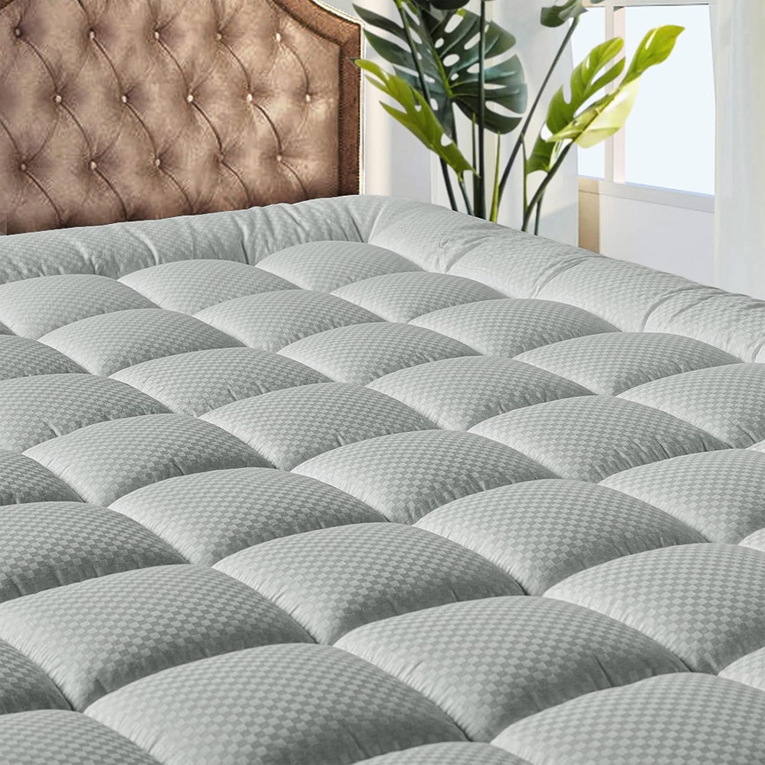 MATBEBY Bedding Quilted Fitted California King Mattress Pad Cooling Breathable Fluffy Soft Mattress Pad Stretches up to 21 Inch Deep, Cal…