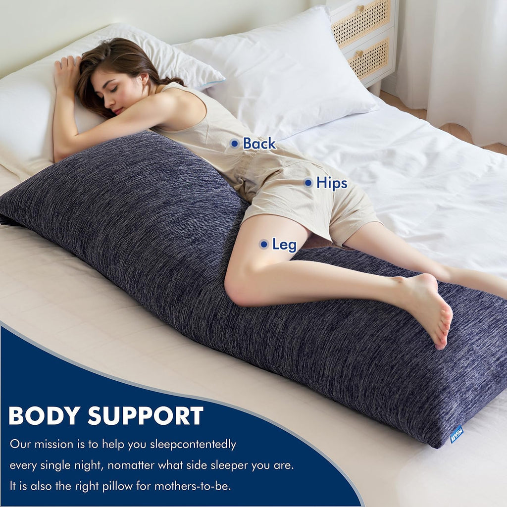 MIULEE Body Pillow for Adults Long Body Pillow for Side Sleeper Memory Foam Cooling Bed Full for Back/Stomach/Side Sleeping 20x54 Inch…