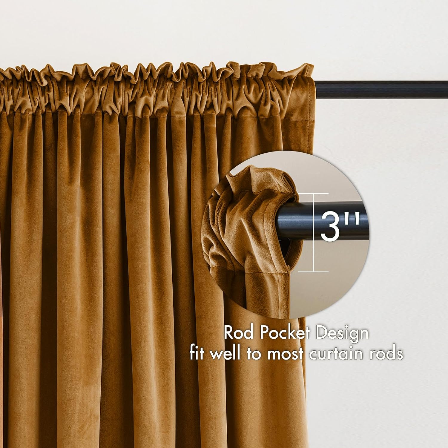 MIULEE Golden Brown Velvet Curtains Thermal Insulated Blackout Curtain Drapes for Bedroom Living Room Darkening 84 Inches Long Curtains…