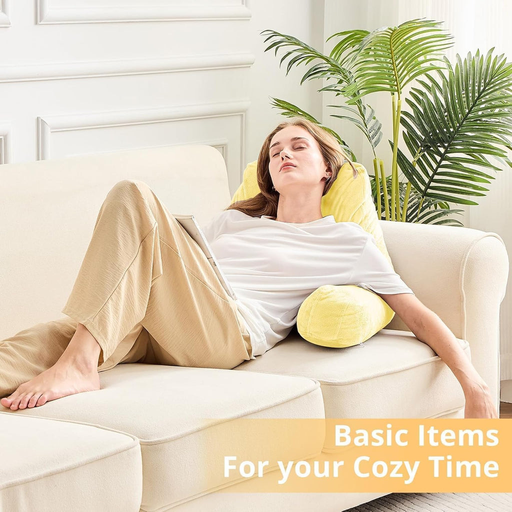 Sasttie Reading Pillow, Velvet Back Pillow for Bed Sitting Up, Adult Back-Rest Support Cushion with Arms for Sit Up on Couch, Sofa, and…