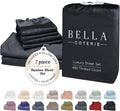 Bella Coterie 7 Piece Luxury Bamboo Viscose Split King Size Sheet Set | 2 Fitted Sheets for Adjustable Beds | 100% Organically Grown |…