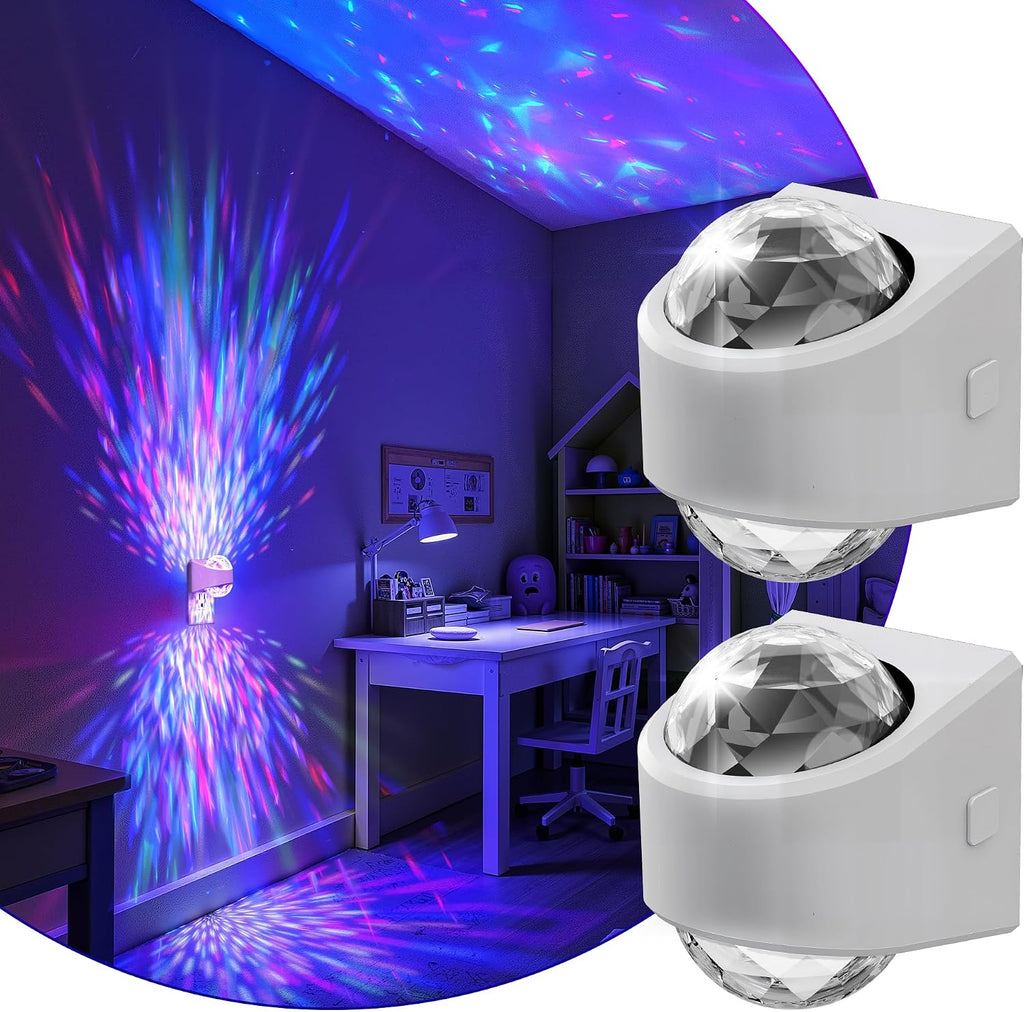 L LOHAS LED Projector Night Light,2 Pack Plug in Night Light with Light Sensor, Multi-Color Nightight for Kids Playroom Christmas Party Gift