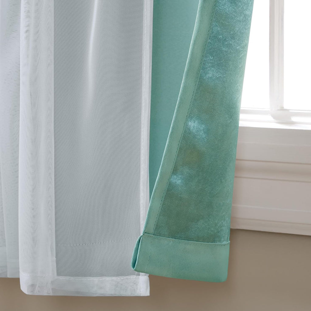 TOWN & COUNTRY LUXE Talia Double Layer Indoor Curtains, Sheer and Room Darkening Blackout, Grommet Top, Energy Efficient, 2-Pack Set…