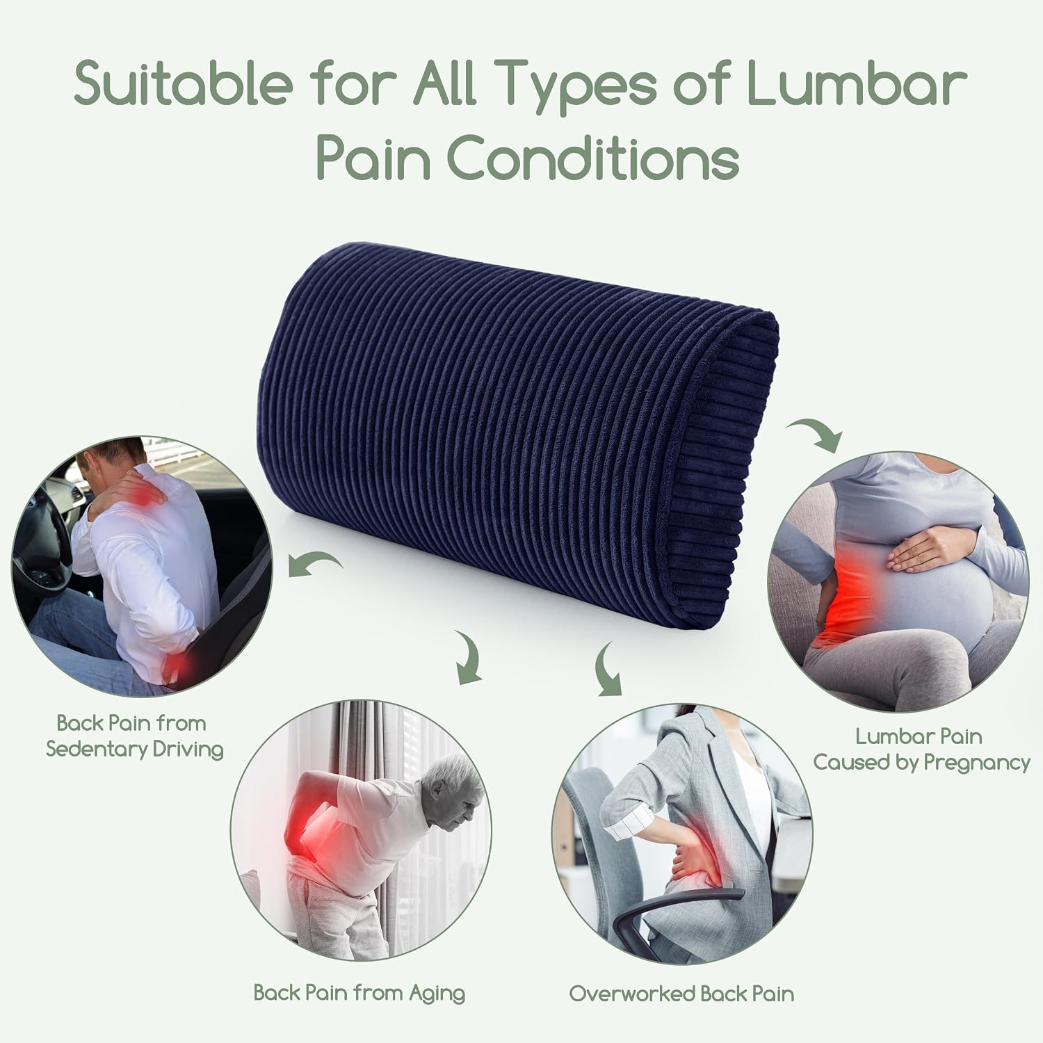 Higogogo Lumbar Support Pillow for Recliner Chair/Accent Chair/Couch, Memory Foam Back Support Cushion for Elderly, Recliner Cushions for B…