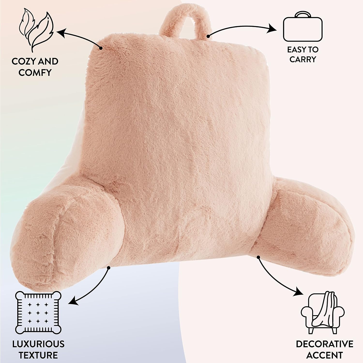 Urban Lifestyle Rabbit Faux Fur Backrest Pillow, Blush