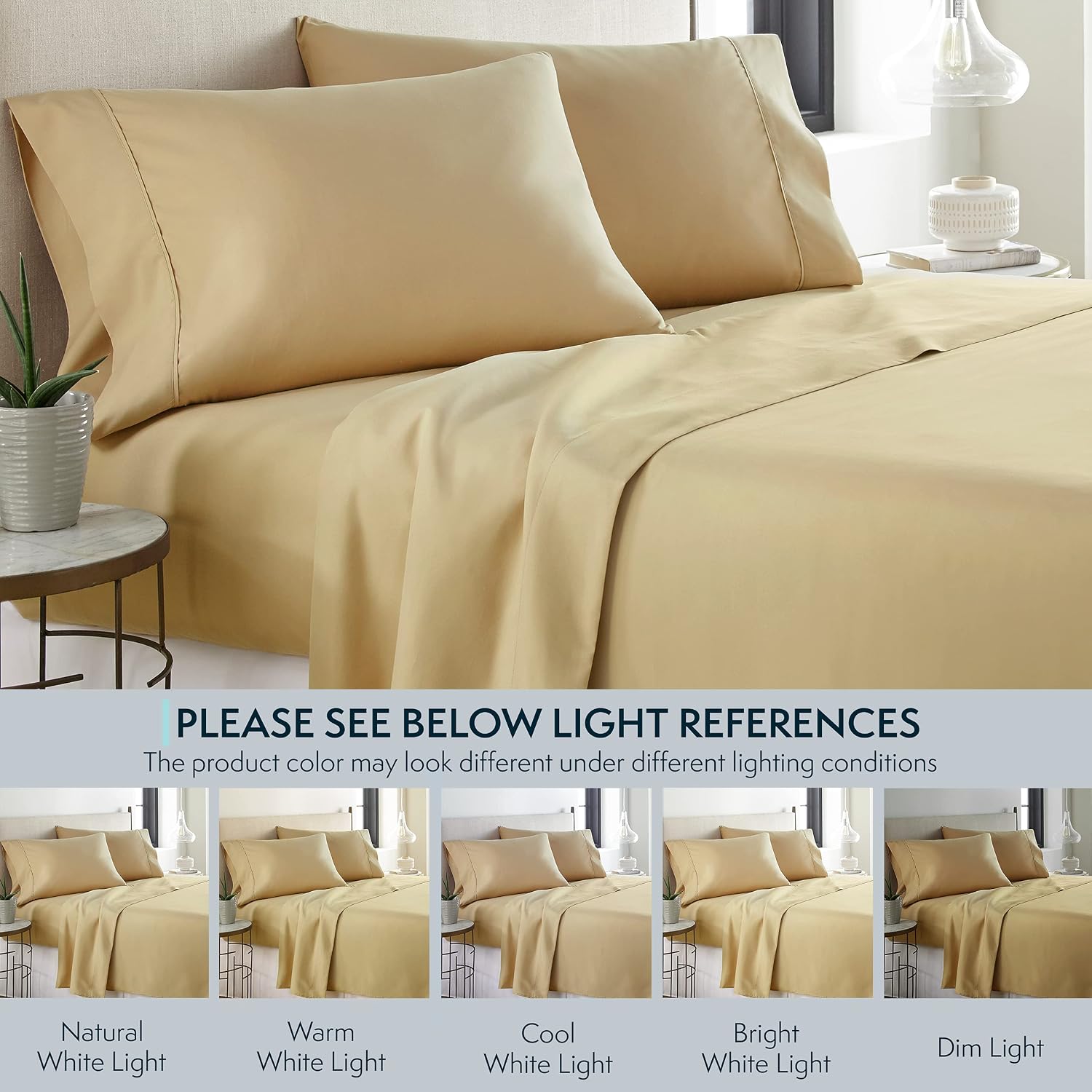 HCCollection HC Collection Queen Pillow Cases Set of 2- Microfiber, Extra Soft Pillowcases - easy maintenance & Machine Washable - Beige…