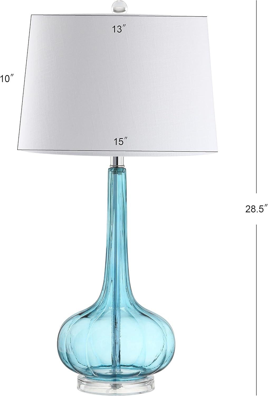 JONATHAN Y 28.5" Aqua Glass Teardrop LED Table Lamp Set of 2 for Living Room Bedroom Nightstand, White Linen Shade Modern Transitional…
