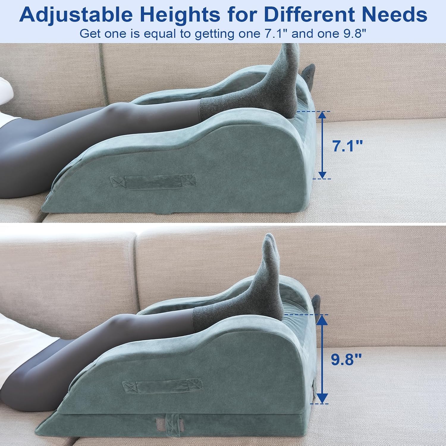 KingPavonini Adjustable Leg Elevation Pillows for After Surgery, Ergonomic Curve Keeps Knee Straight, Memory Foam Leg Pillow Elevation for…