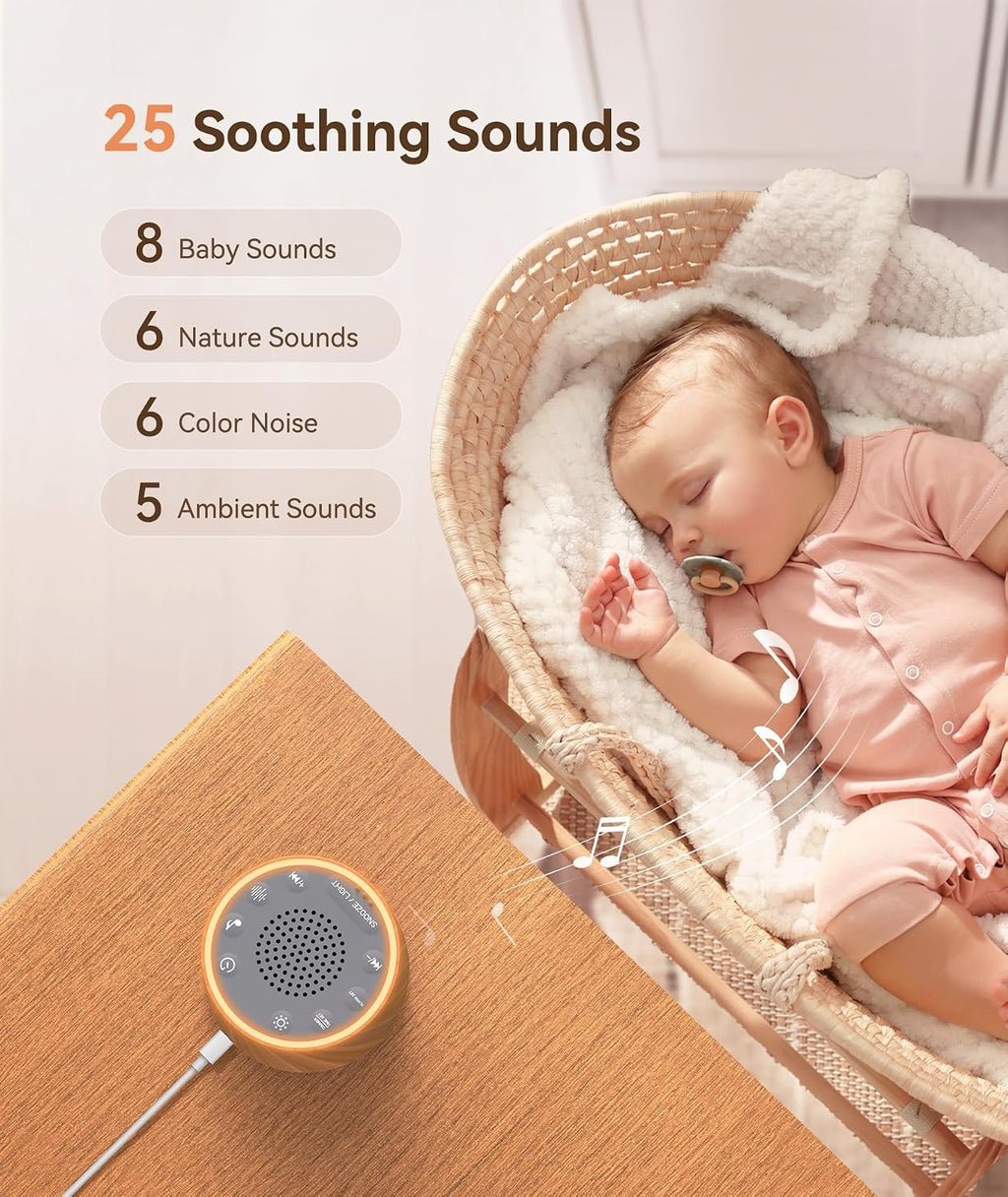Dreamegg Baby Sound Machine with Nursery Lamp, 25 Soothing Sounds, Alarm Clock, Dimmable Night Light, White Noise Machine for Sleep Sound…