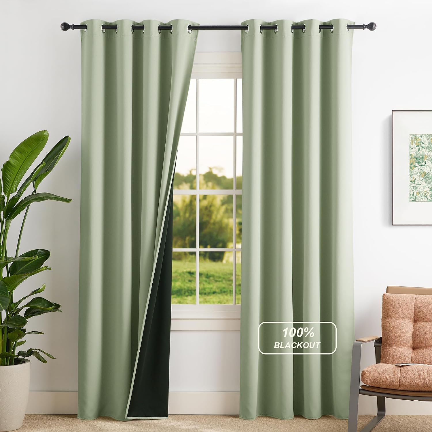 NICETOWN 100% Blackout Curtains for Bedroom Thermal Insulated Blackout 84 inch Length Heat and Full Light Blocking Curtains for Living…