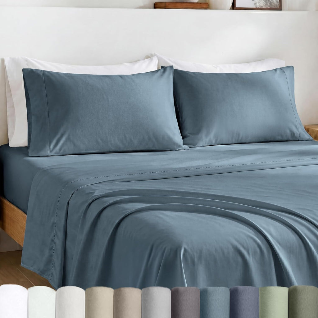 CaliforniaDesignDen California Design Den Egyptian Percale Sheet Set Queen Size - Certified 100% Egyptian Cotton, Lightweight Percale Cotto…