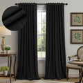 Pitalk Black Out Curtains 108 Inch Long 2 Panels Gothic Elegant Modern Linen Textured Drapes for Living Room Darkening Summer Heat Winter C…
