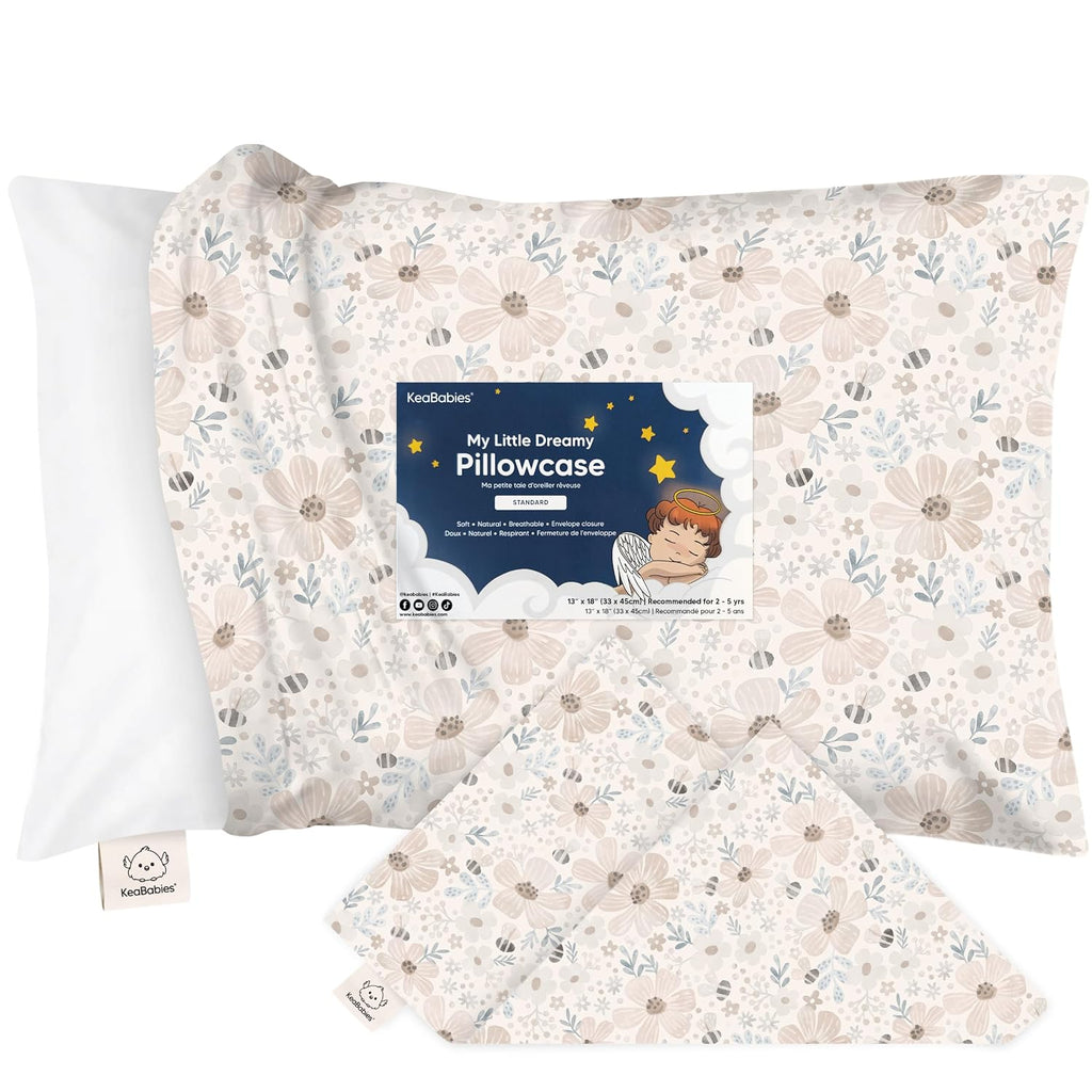 KeaBabies Toddler Pillowcase 13"x18" - Organic Cotton Toddler Pillowcase for Kids, Boys, Girls, Soft & Durable Cotton Cover for Miniature…