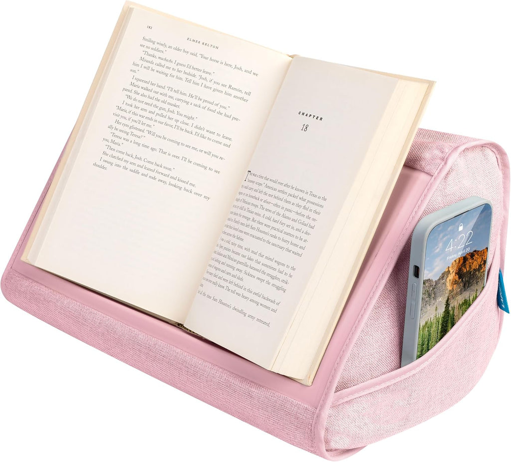 LAPGEAR Book Pillow – Lap Reading Cushion with Built-in Book Stand – Fits 6x9 Books & Similar Sizes – Pink – Style No. 33204