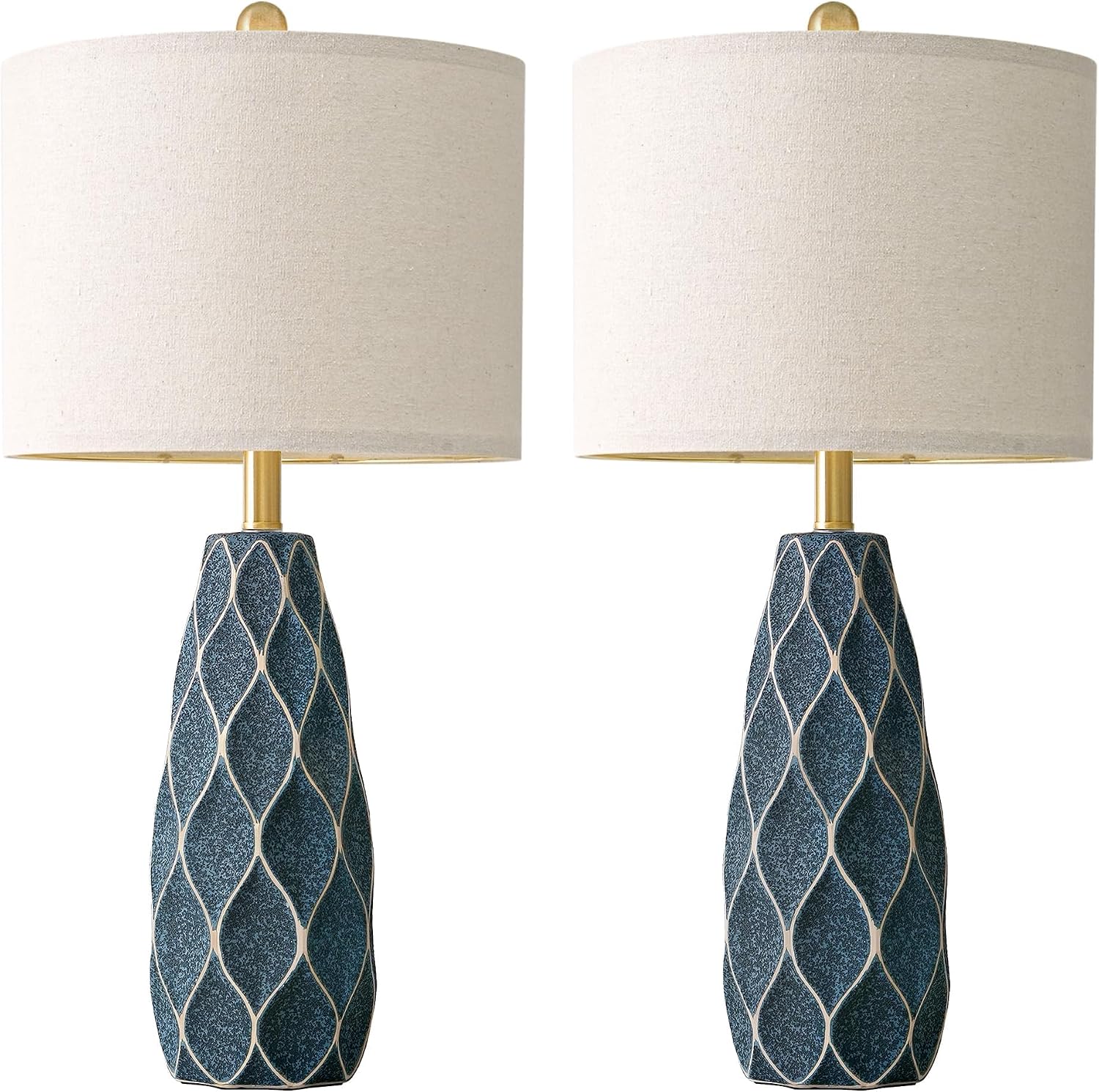 27.5" Ceramic Table Lamps for Living Room Bedroom Lamps Set of 2 Modern Boho Bedside Lamps Night Stands Farmhouse Vintage Large…