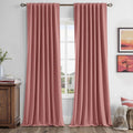 Miulee 100% Blackout Linen Curtains for Bedroom, Dusty Rose Solid Luxury Decor Thermal Insulation Room Darkening Drapes for Living Room Nur…