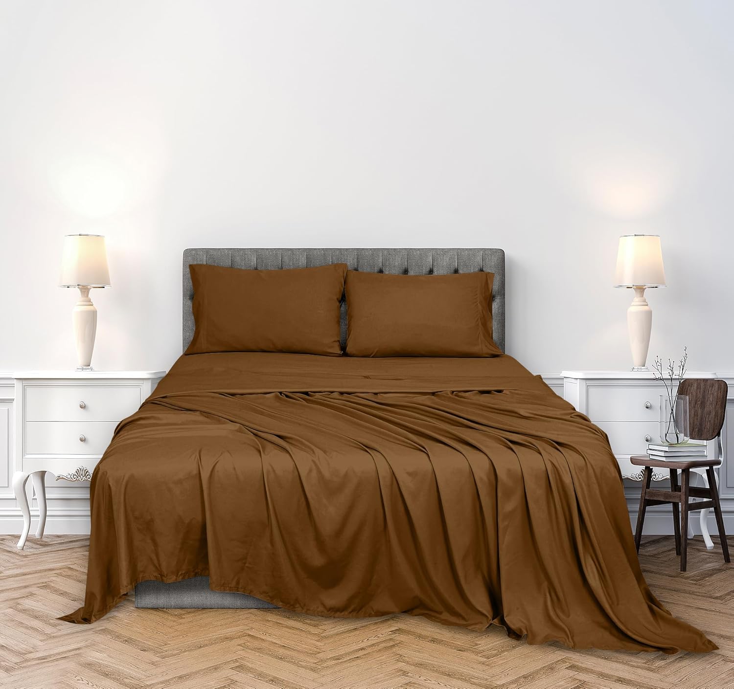 Royalelinens ROYALE LINENS 300 Thread Count 100% Long Staple Combed Cotton Sheet Set - 4 Piece Full Bed Sheets - 1 Fitted, 1 Flat, 2 Pillow…