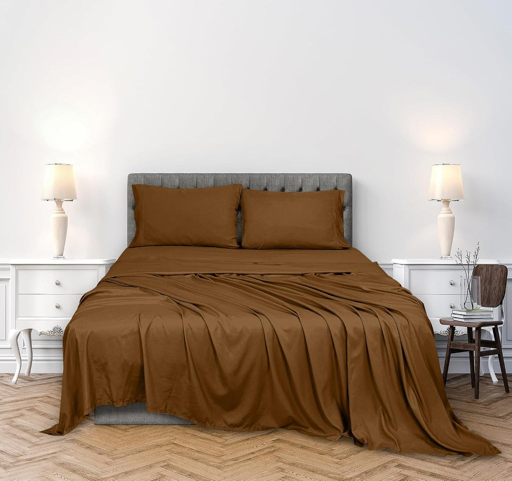 Royalelinens ROYALE LINENS 300 Thread Count 100% Long Staple Combed Cotton Sheet Set - 4 Piece King Bed Sheets - 1 Fitted, 1 Flat & 2 Pillo…