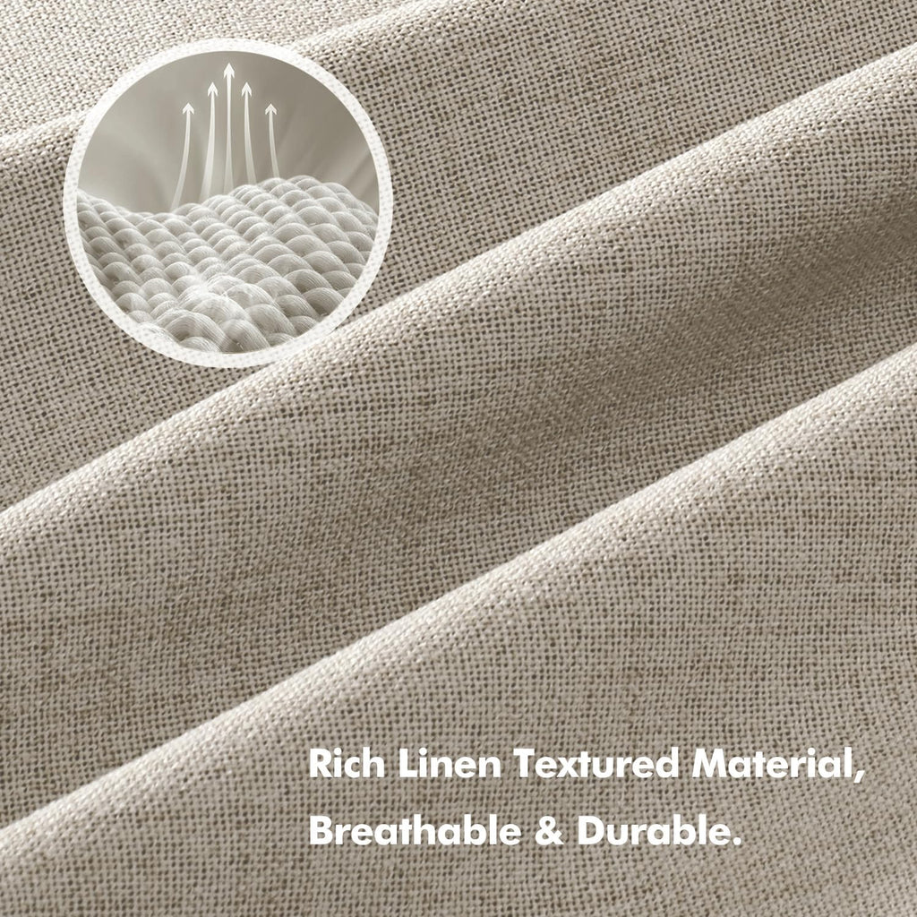 Miulee 100% Blackout Linen Curtains for Bedroom, Stone Solid Luxury Decor Thermal Insulation Room Darkening Drapes for Living Room Nursery…