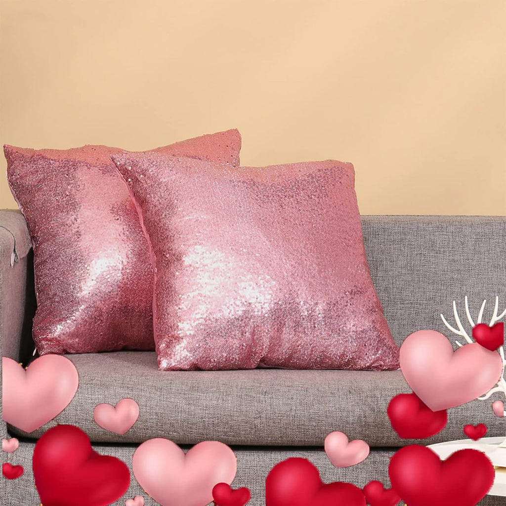 Eternal Beauty Set of 2 Sequin Decorative Pillow Cover Fuchsia Pink Throw Pillow Covers for Couch Throw Pillows Valentine's Day 18 X 18…