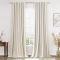 Guken 100% Blackout Linen Curtains 132 Inch Length 2 Panels Set for Living Room Bedroom Back Tab Thermal Insulated Black Out Drapes Room Da…