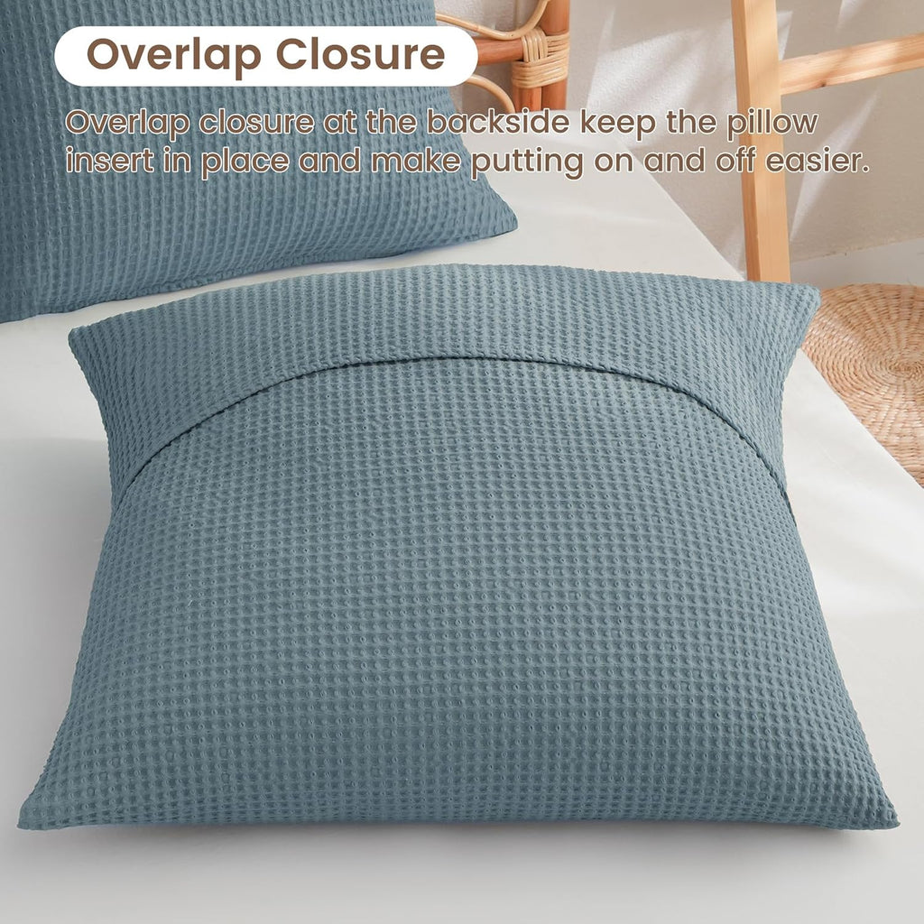 Phf 100% Cotton Waffle Weave Euro Shams 26" x 26", No Filling, 2 Pack Elegant Home Decorative Euro Throw Pillow Covers for Bed Couch Sofa,…