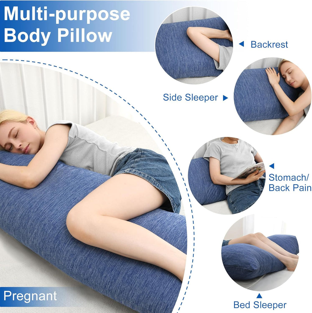 Hiasan Cooling Body Pillow for Adults, Long Memory Foam Body Pillow - Full Size Support for Side Sleepers & Pregnancy, Back, 20x60 Inches,…