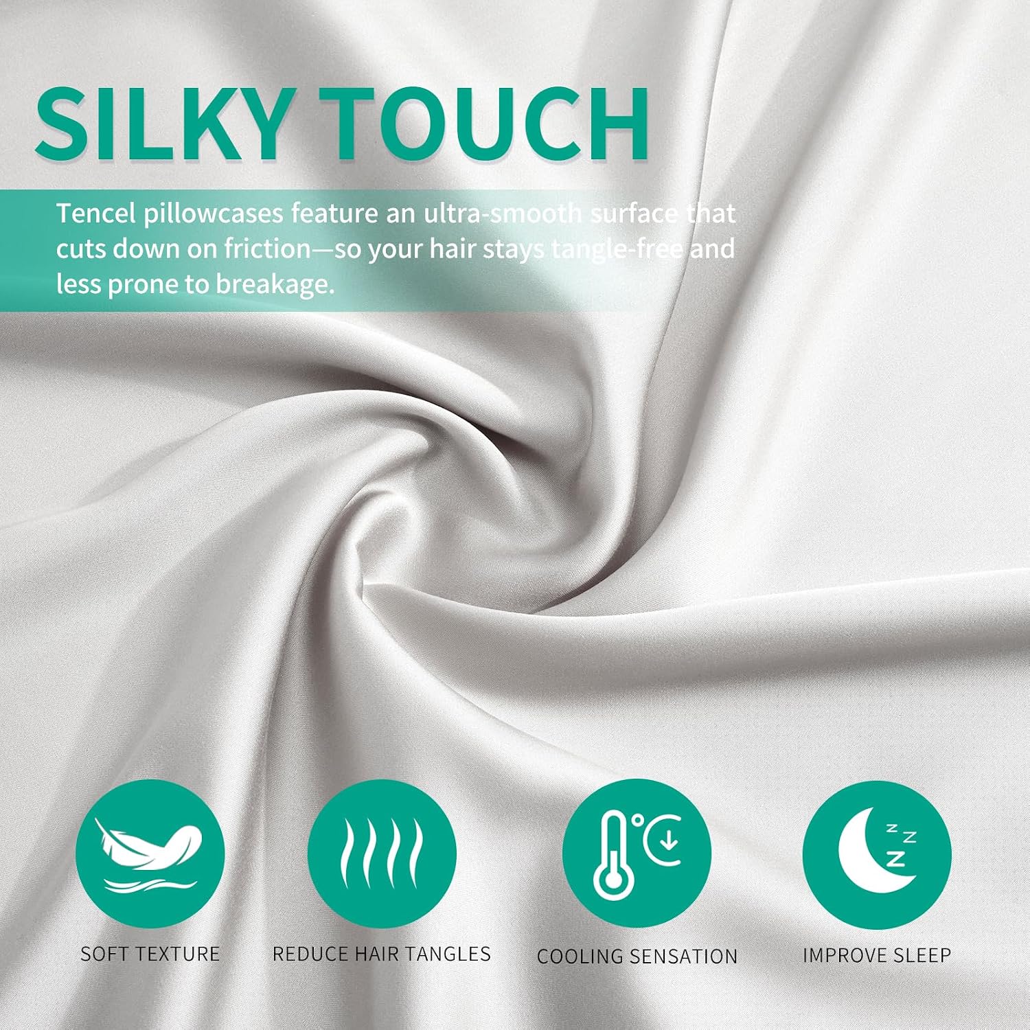 Stnomyhome Eucalyptus Tencel Cooling Pillowcase 2 Pack King Silver | Moisture Wicking for Night Sweats | 3X Faster Drying | Oeko-TEX Certif…