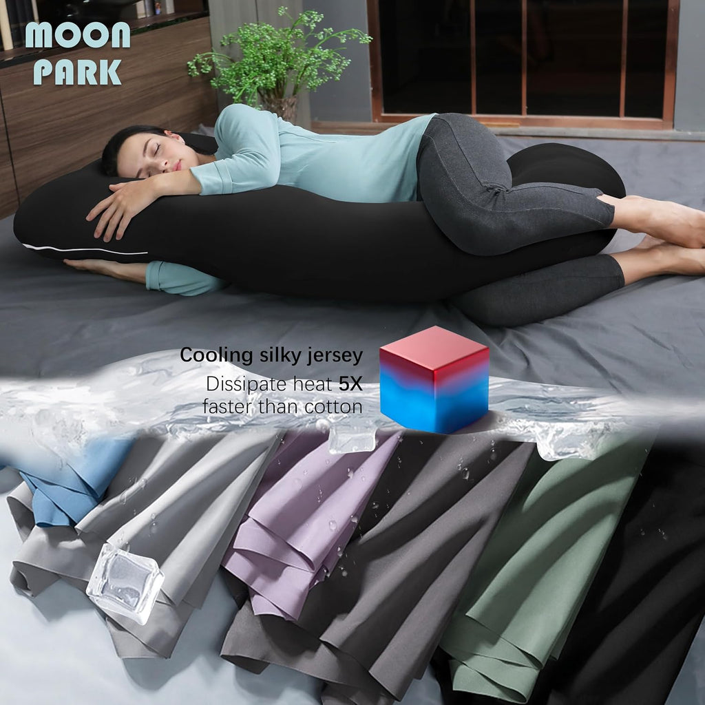 Moonpark MOON PARK Pregnancy Pillows for Sleeping - U Shaped Full Body Maternity Pillow with Removable Cover - Support for Back, Legs, Bell…